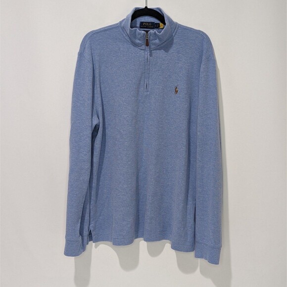 POLO RALPH LAUREN Men's Classic Estate-Rib Quarter-Zip Pullover Sweater | Large - Picture 1 of 6